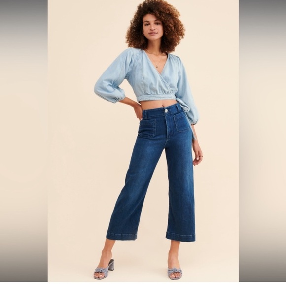 Anthropologie Pilcro The Skipper Wide-leg Jeans Sz 26 Wide Leg Dark Rinse - Picture 1 of 4